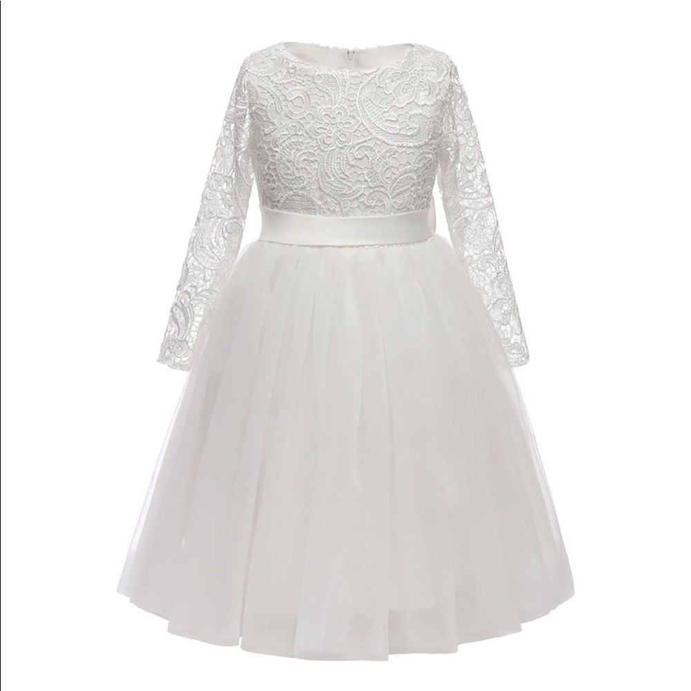 Beautiful Dress Lace Tulle Bow size 8 Easter Christmas Communion Flower Girl